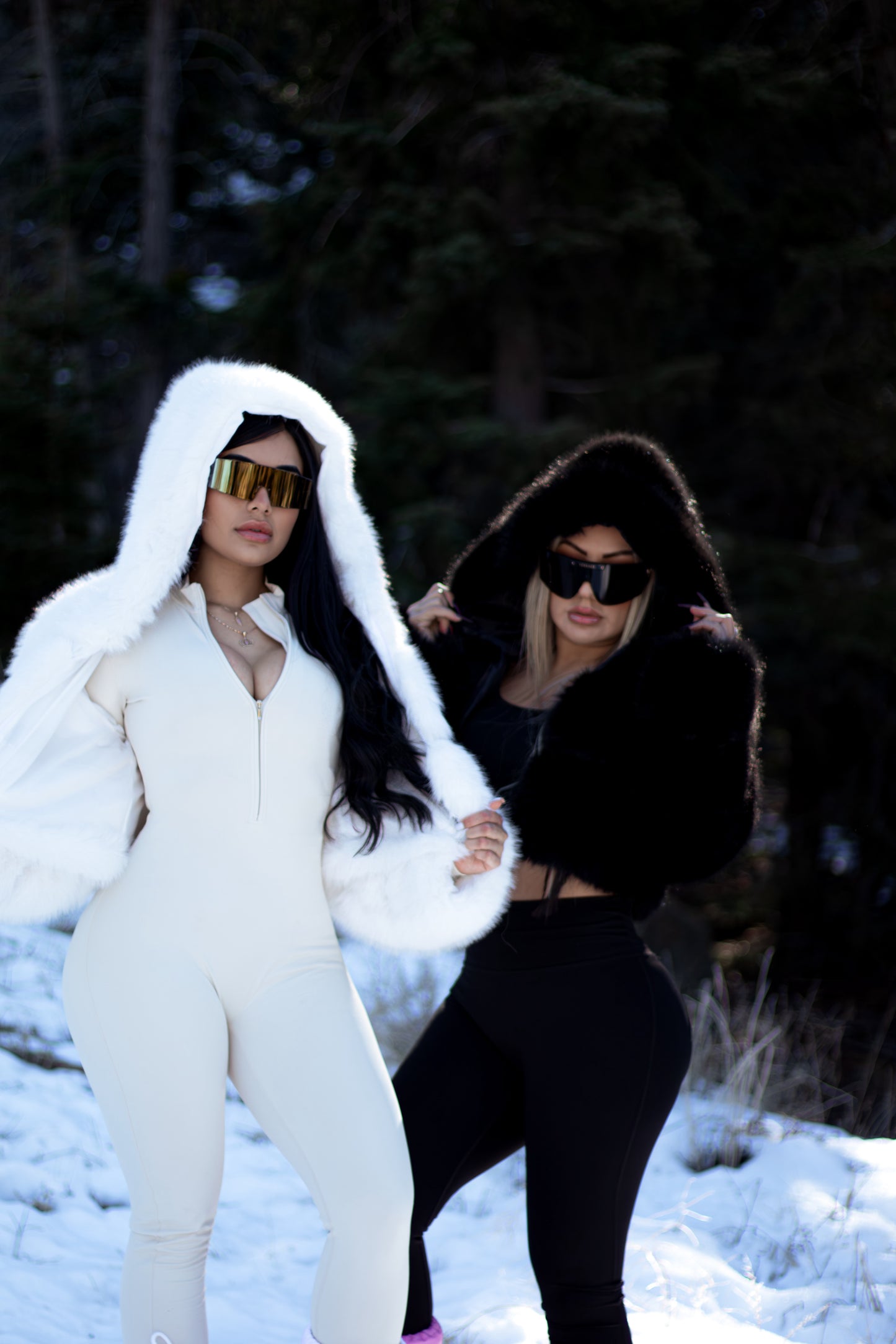 White Wolf Faux Fur Hoodie Jacket