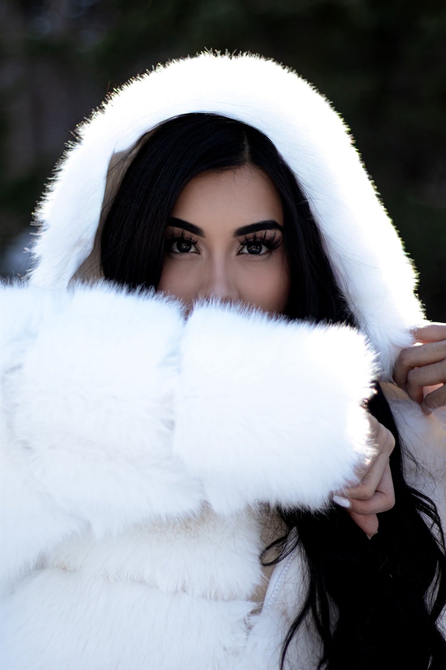 White Wolf Faux Fur Hoodie Jacket